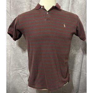 Polo Ralph Lauren Shirt Large Burgundy Striped Golf